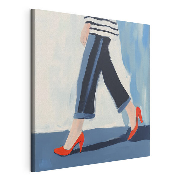 Vrouw met rode schoenen Canvas Schilderijen Vrouw met rode schoenen