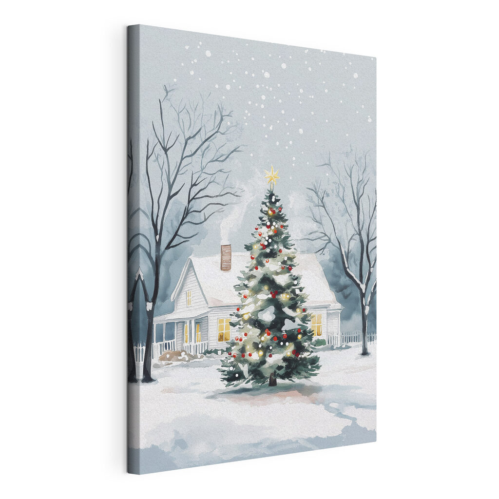 Christmas tree in front of a house Christmas tree in front of a house