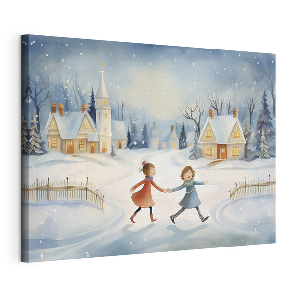 Canvas Schilderijen Een paar meisjes wandelen in de sneeuw (Artikelnummer: s41385) Canvas Schilderijen Canvas Schilderijen Een paar meisjes wandelen in de sneeuw (Artikelnummer: s41385)