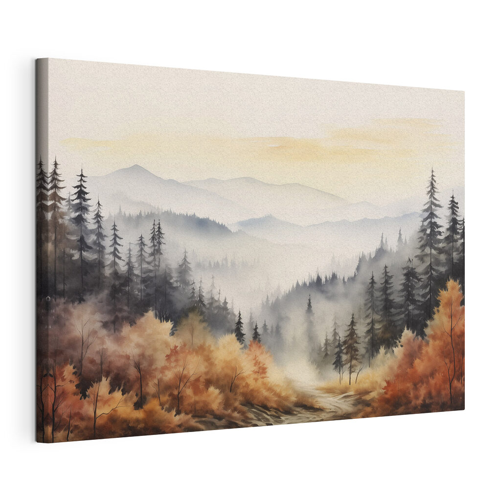 Landscape of a forest with fog