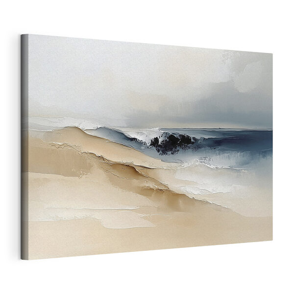 Canvas Schilderijen Zandduin met golven op de achtergrond