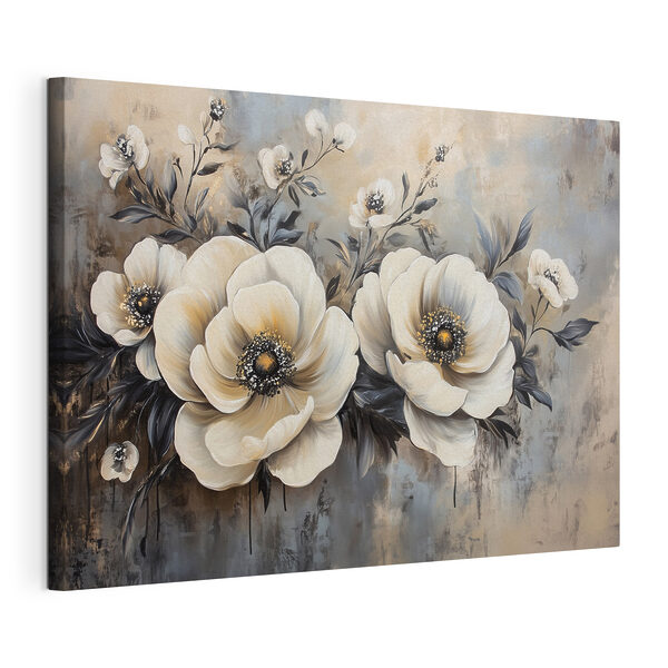 Canvas Schilderijen Schilderij van witte bloemen