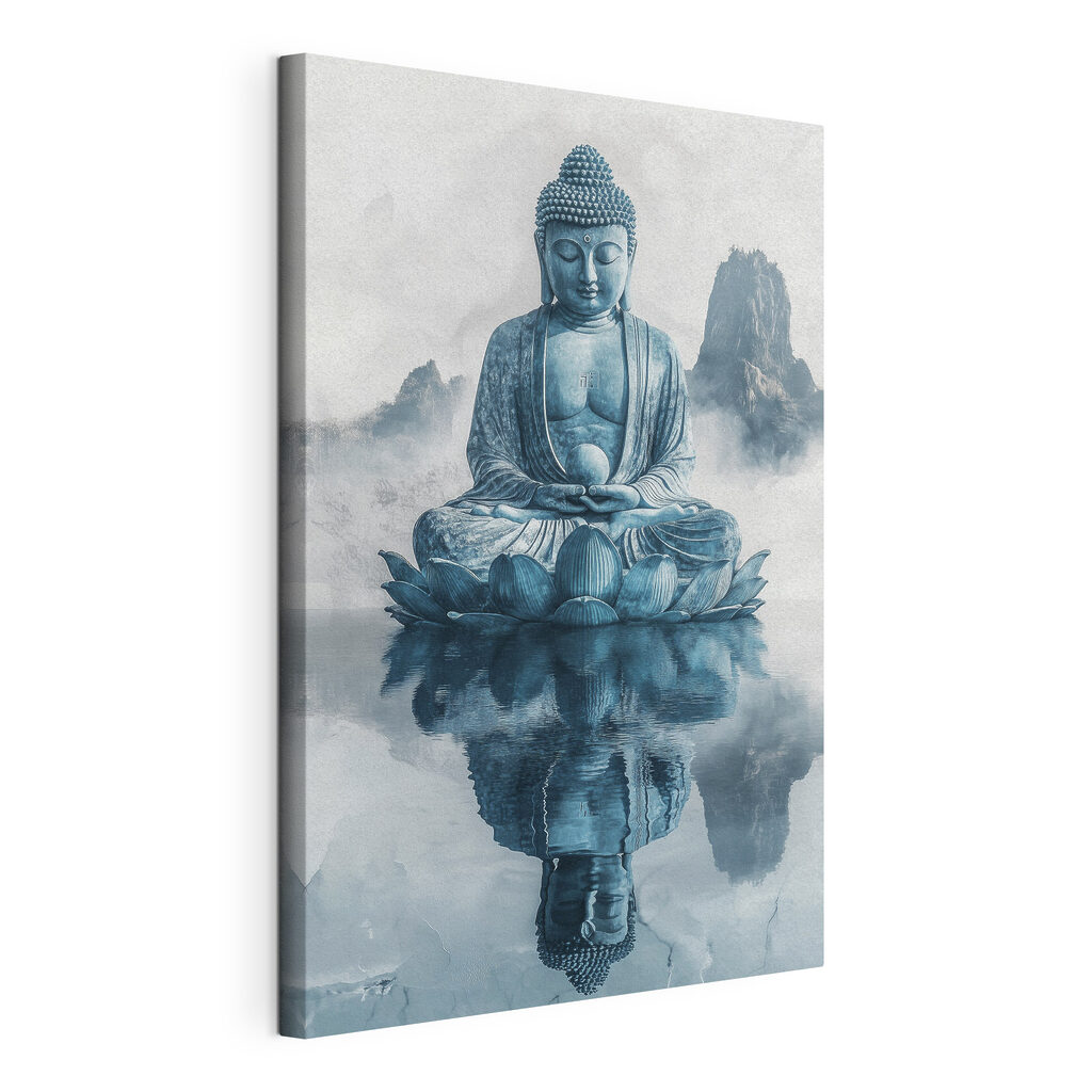 Statue of a person sitting on a lotus flower in water Statue of a person sitting on a lotus flower in water