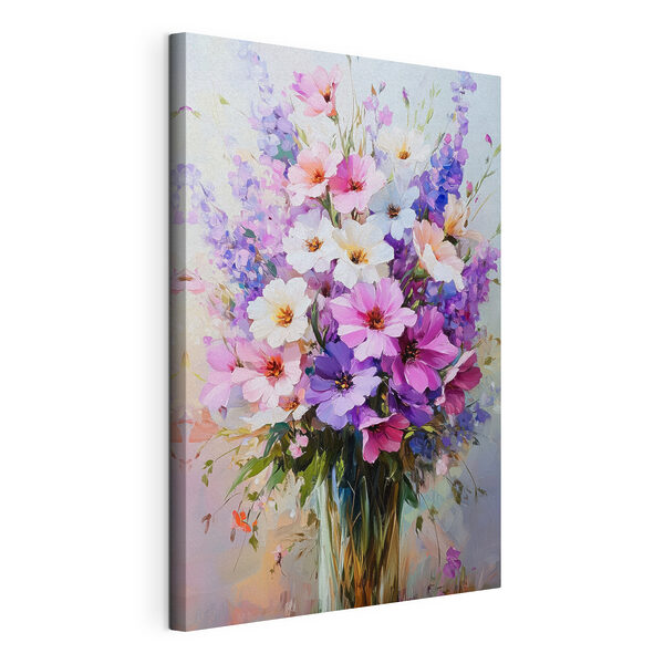Schilderij van bloemen in een vaas Canvas Schilderijen Schilderij van bloemen in een vaas