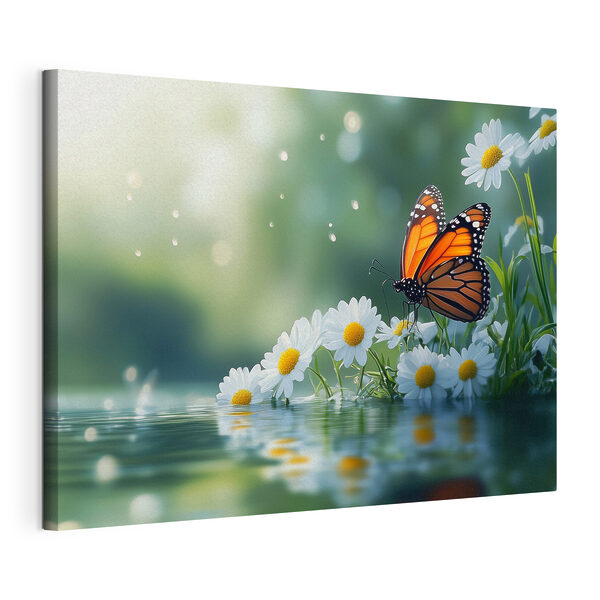 Canvas Schilderijen Vlinder op een bloem