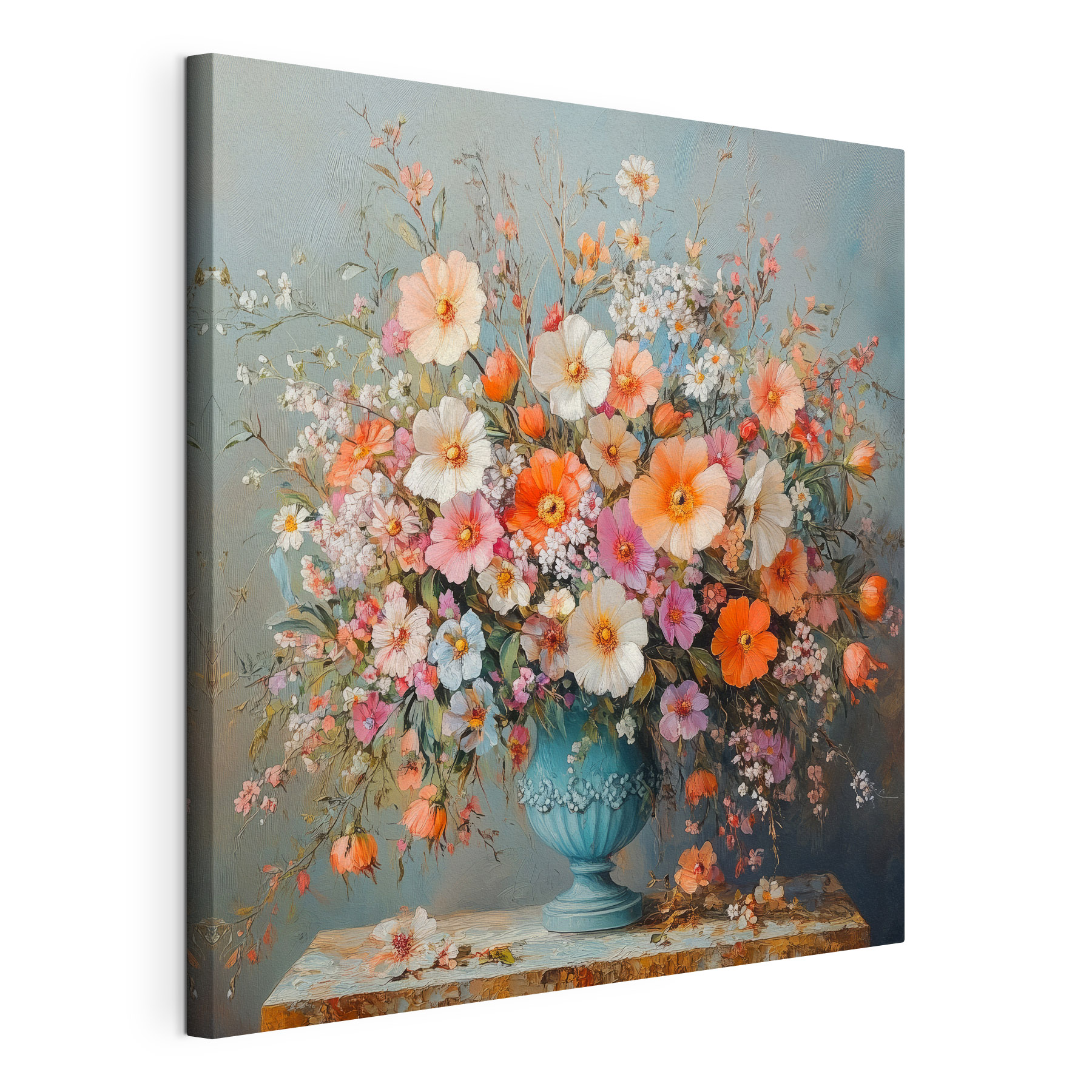 Vase of flowers on a stone surface Vase of flowers on a stone surface