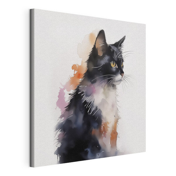 Kat met een wit en zwart gezicht Canvas Schilderijen Kat met een wit en zwart gezicht