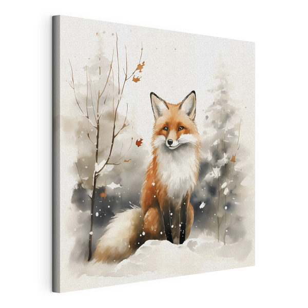 Vos zittend in de sneeuw Canvas Schilderijen Vos zittend in de sneeuw