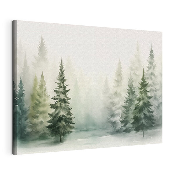 Canvas Schilderijen Aquarel van bomen in een bos