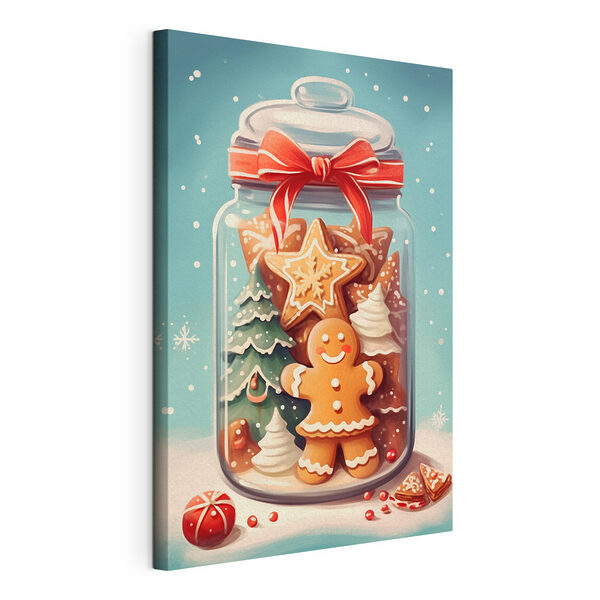 Jar of cookies with a red bow