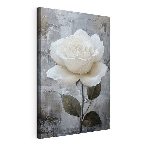 Schilderij van een witte roos Canvas Schilderijen Schilderij van een witte roos