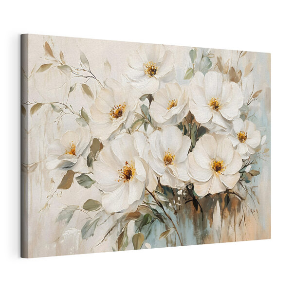 Schilderij van witte bloemen Canvas Schilderijen Schilderij van witte bloemen