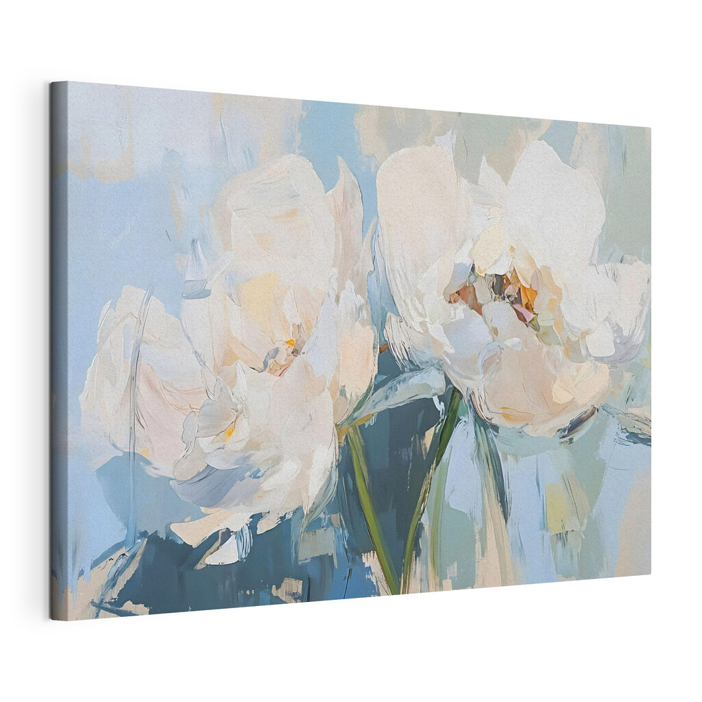 Painting of flowers on a blue background