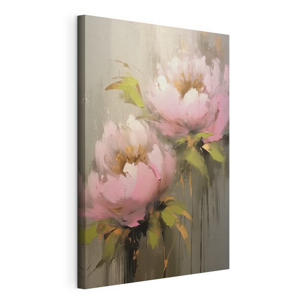 Schilderij van roze bloemen Canvas Schilderijen Schilderij van roze bloemen