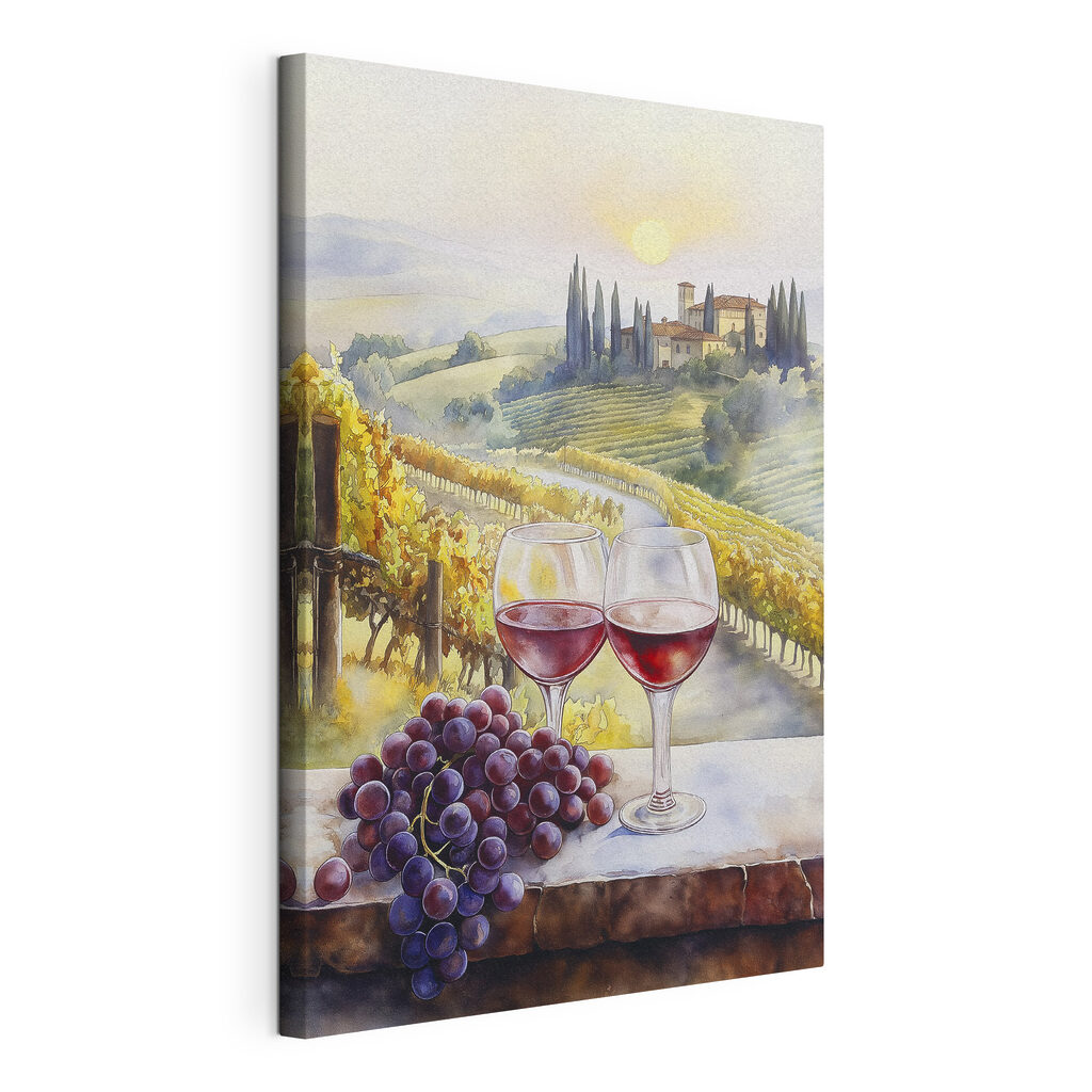 Watercolor painting of wine glasses and grapes Watercolor painting of wine glasses and grapes