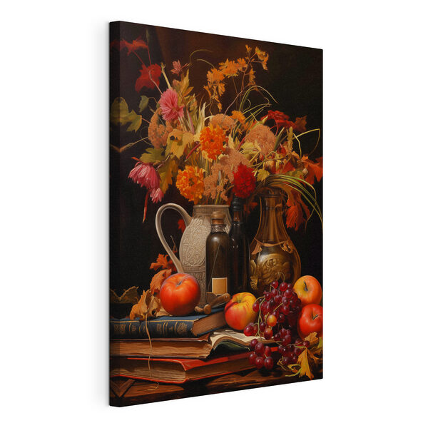 Stilleven met fruit en bloemen Canvas Schilderijen Stilleven met fruit en bloemen