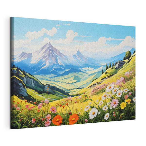 Canvas Schilderijen Landschap met bergen en bloemen (Artikelnummer: s42565) Canvas Schilderijen Canvas Schilderijen Landschap met bergen en bloemen (Artikelnummer: s42565)