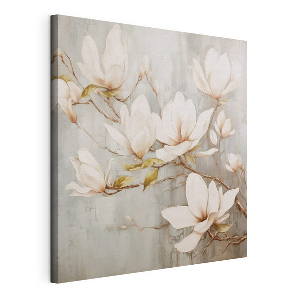 Canvas Schilderijen Schilderij van bloemen op een muur