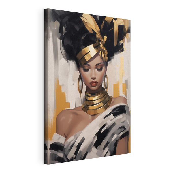 Elegante schoonheid in opvallende kleding Canvas Schilderijen Elegante schoonheid in opvallende kleding