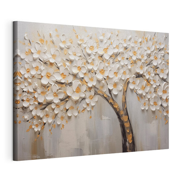Canvas Schilderijen Schilderij van een boom met witte bloemen (Artikelnummer: s42658) Canvas Schilderijen Canvas Schilderijen Schilderij van een boom met witte bloemen (Artikelnummer: s42658)
