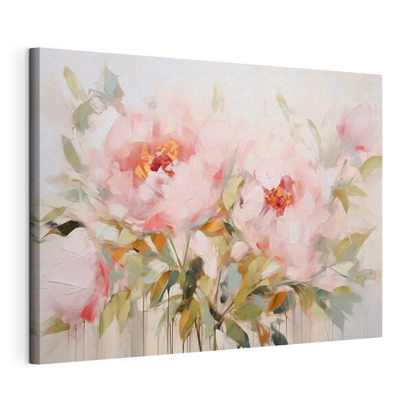Canvas Schilderijen Schilderij van roze bloemen