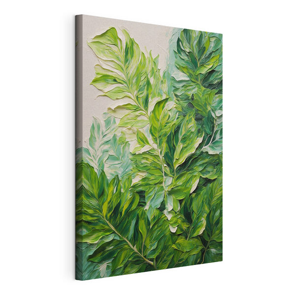 Canvas Schilderijen Canvas Schilderijen Schilderij van bladeren op een wit oppervlak (Artikelnummer: s42767)