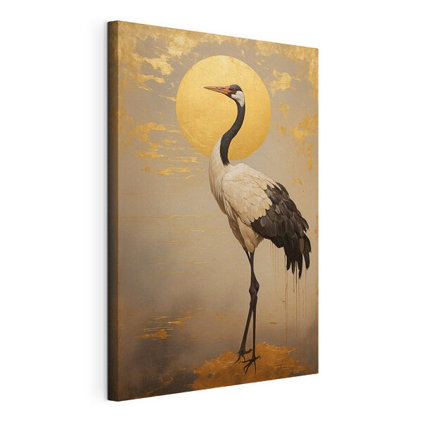 Canvas Schilderijen Elegante kraan onder een grote zon