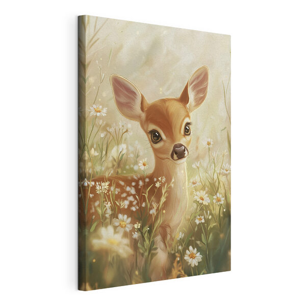 Canvas Schilderijen Baby hertjes in een veld vol bloemen (Artikelnummer: s42780) Canvas Schilderijen Canvas Schilderijen Baby hertjes in een veld vol bloemen (Artikelnummer: s42780)