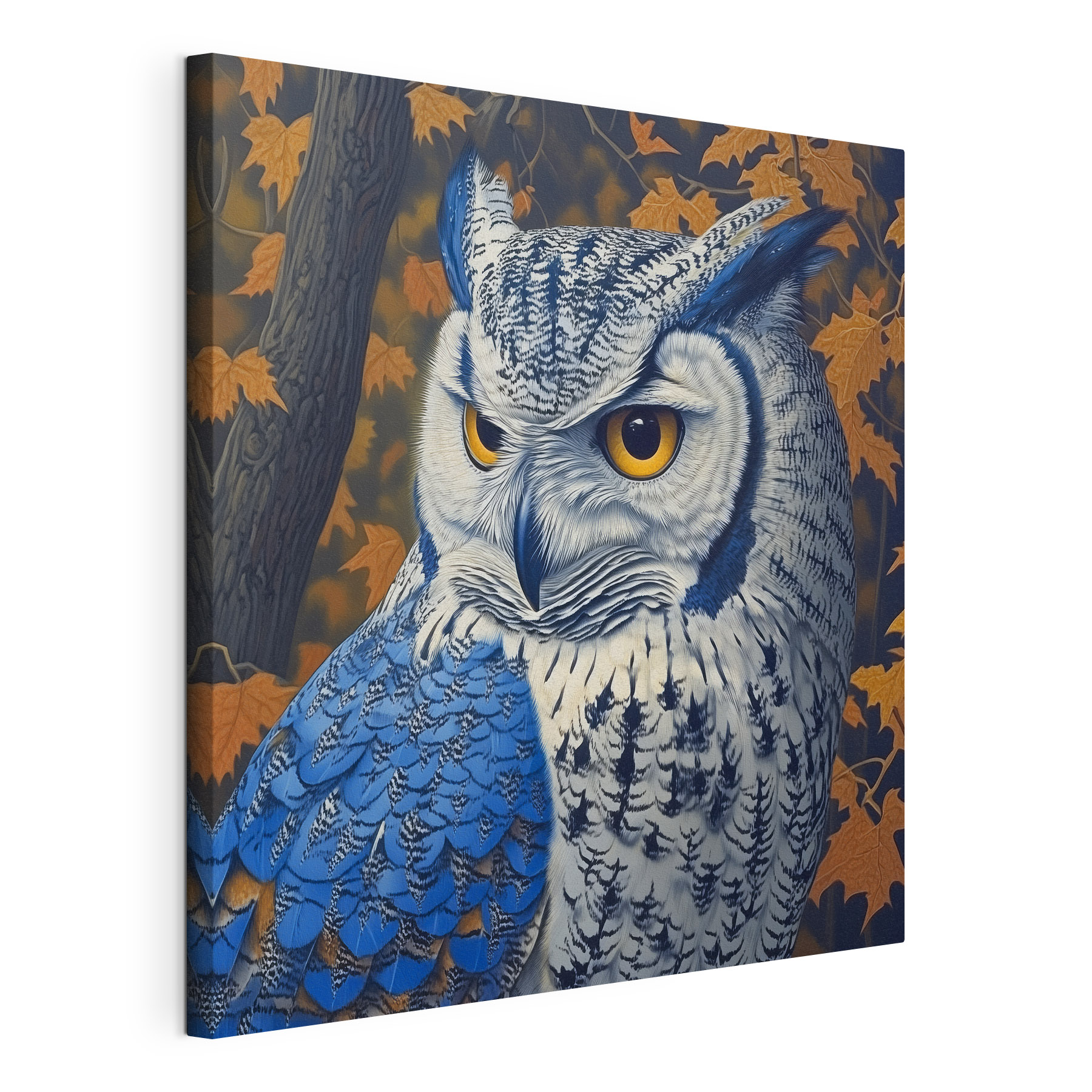 An owl with yellow eyes An owl with yellow eyes