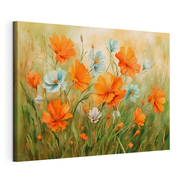 Canvas Schilderijen Schilderij van oranje en witte bloemen (Artikelnummer: s42916) Canvas Schilderijen Canvas Schilderijen Schilderij van oranje en witte bloemen (Artikelnummer: s42916)