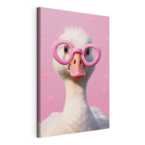 Eend met roze bril Canvas Schilderijen Eend met roze bril