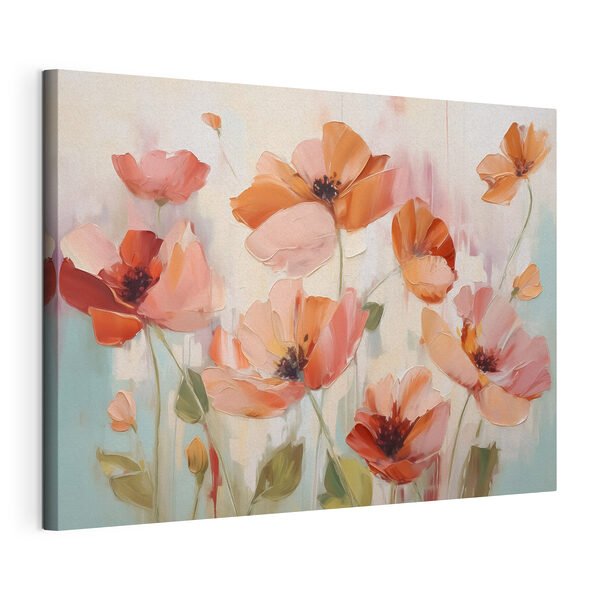Painting of flowers on a white surface