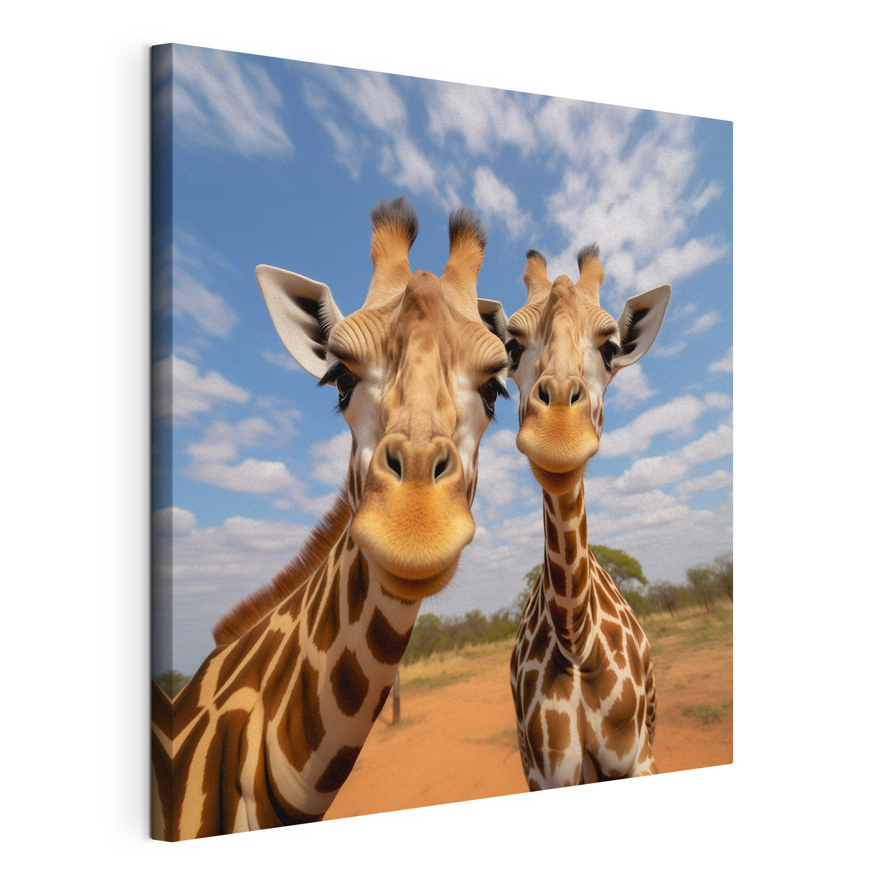 Two giraffes standing in a field