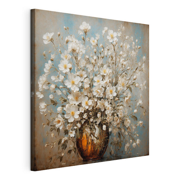 Vaas met witte bloemen Canvas Schilderijen Vaas met witte bloemen