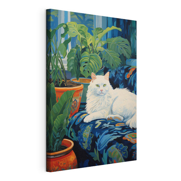 Kat liggend op een bank Canvas Schilderijen Kat liggend op een bank