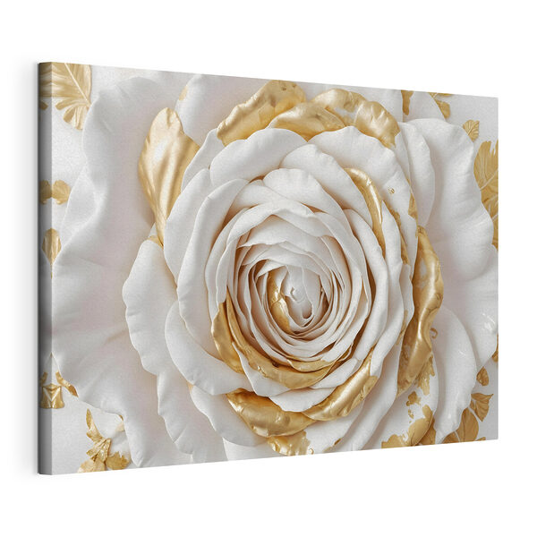 Canvas Schilderijen Canvas Schilderijen Prachtige bloemenkunst in wit en goud (Artikelnummer: s43160)