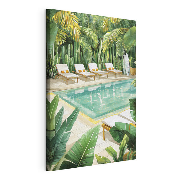Canvas Schilderijen Zwembad met ligstoelen en surfplanken (Artikelnummer: s43190) Canvas Schilderijen Canvas Schilderijen Zwembad met ligstoelen en surfplanken (Artikelnummer: s43190)