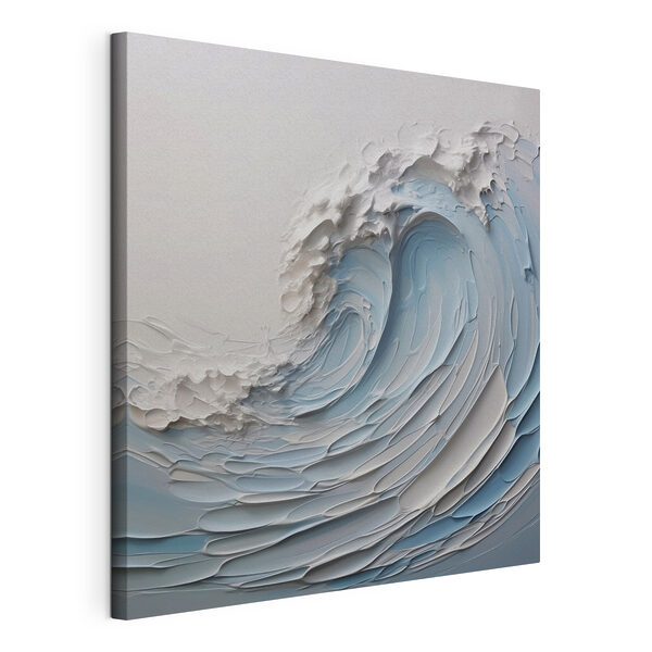 Canvas Schilderijen Witte en blauwe golf