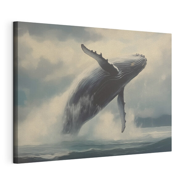 Canvas Schilderijen Walvis springt uit het water