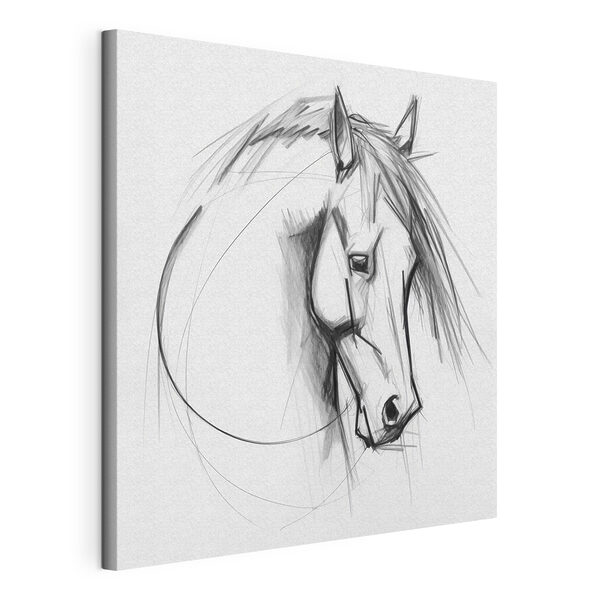 Tekening van een paard Canvas Schilderijen Tekening van een paard