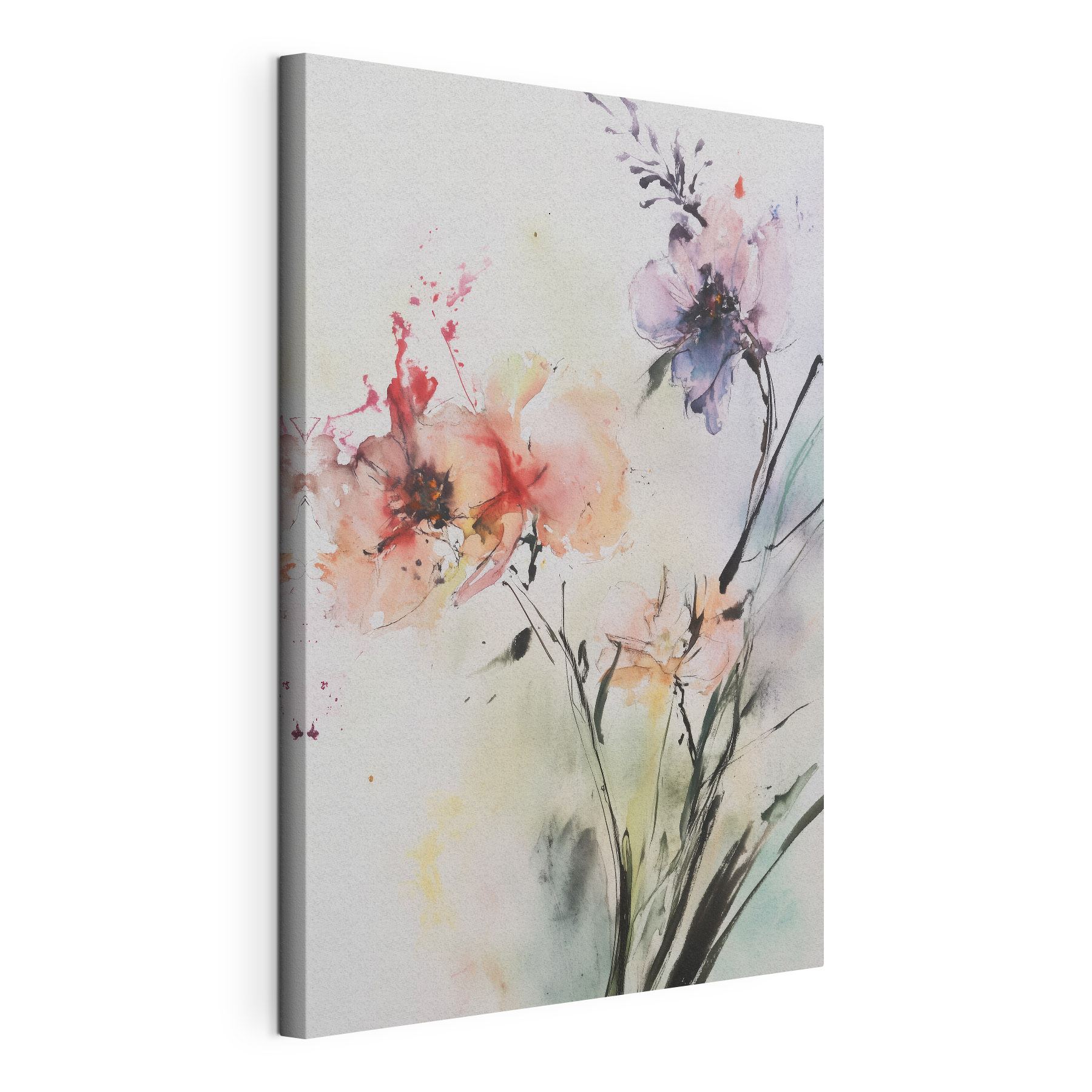 Painting of flowers on a white surface Painting of flowers on a white surface