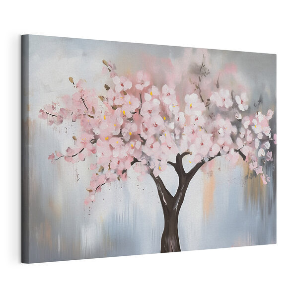 Canvas Schilderijen Canvas Schilderijen Schilderij van een boom met roze bloemen (Artikelnummer: s43300)