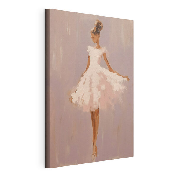 Canvas Schilderijen Schilderij van een vrouw in een witte jurk