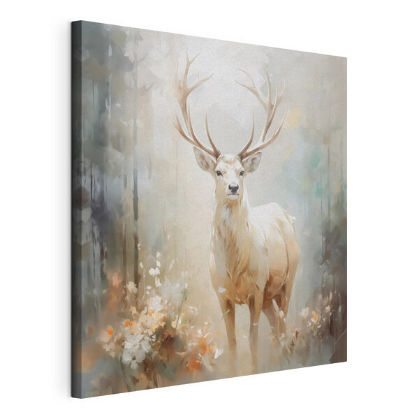 Canvas Schilderijen Schilderij van een hert met gewei