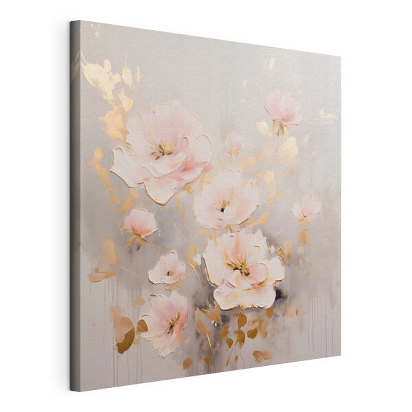 Schilderij van bloemen op een wit oppervlak Canvas Schilderijen Schilderij van bloemen op een wit oppervlak