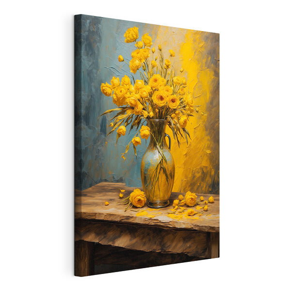 Vaas met gele bloemen Canvas Schilderijen Vaas met gele bloemen