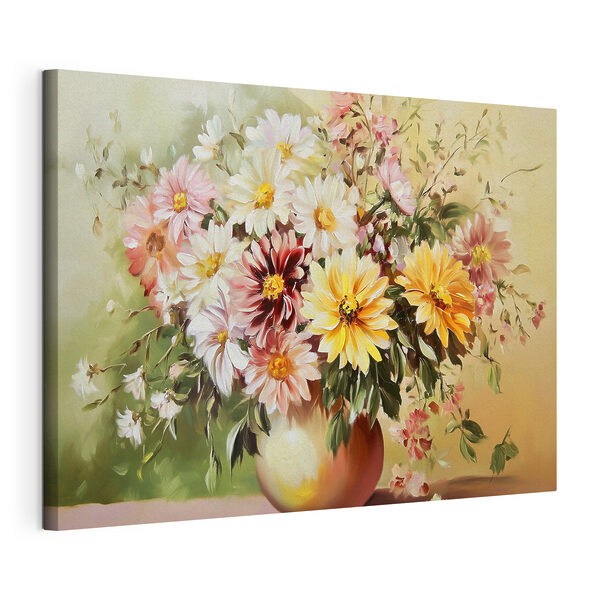 Canvas Schilderijen Canvas Schilderijen Schilderij van bloemen in een vaas (Artikelnummer: s43908)