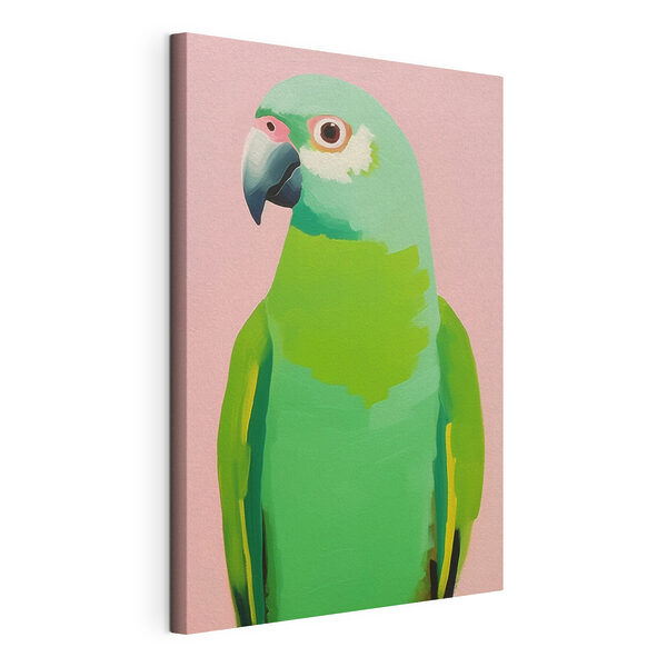 Canvas Schilderijen Groene papegaai met gele ogen (Artikelnummer: s43928) Canvas Schilderijen Canvas Schilderijen Groene papegaai met gele ogen (Artikelnummer: s43928)
