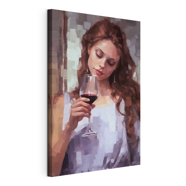 Canvas Schilderijen Vrouw met wijnglas
