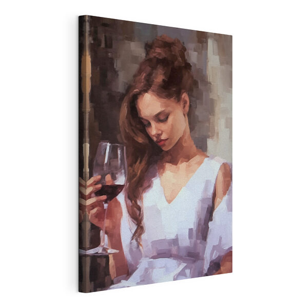 Canvas Schilderijen Vrouw met wijnglas
